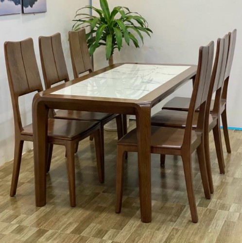 Bộ bàn ăn 6 ghế gỗ sồi nga BASN61