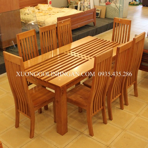 Bộ bàn ăn 8 ghế gỗ sồi nga BASN25