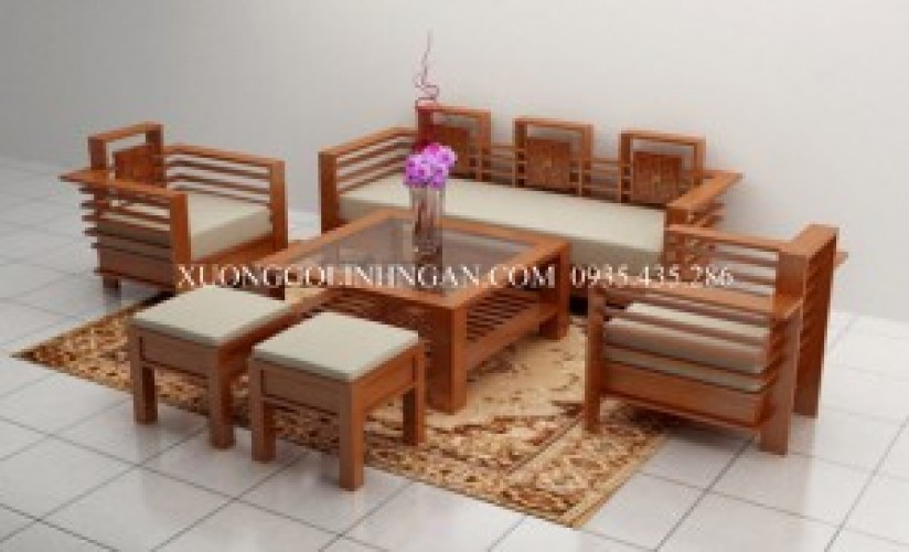 Bộ bàn ghế 6 món gỗ xoan đào BGXĐ04