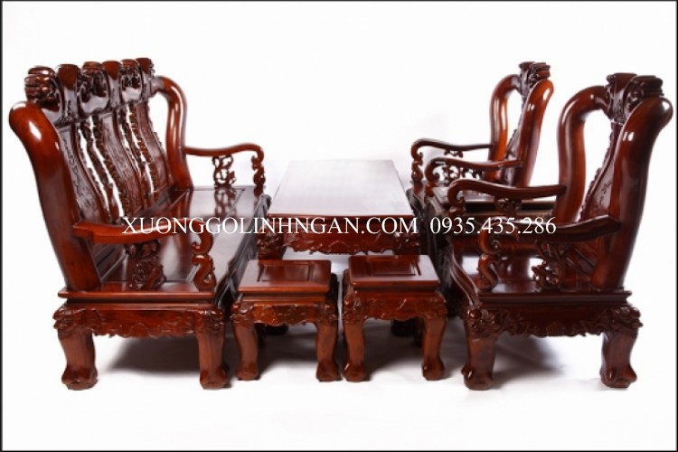 Bộ bàn ghế quốc đào gỗ nghiến BGN01