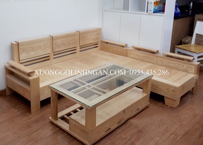 Bộ bàn ghế sofa góc 1m80 gỗ sồi nga SFSN12