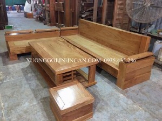 Bộ bàn ghế sofa góc chữ L gỗ gõ SFG02