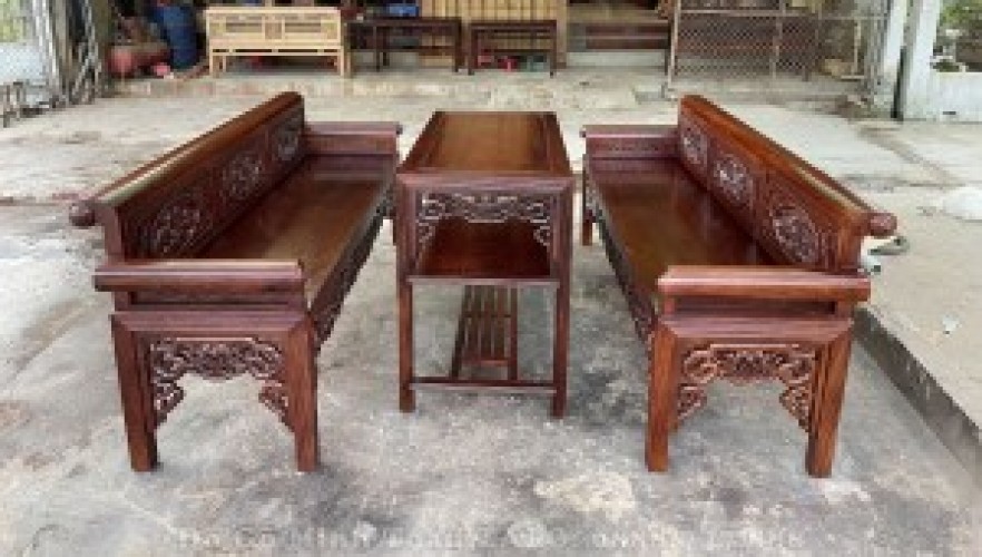 Bộ bàn ghế trường kỷ 1m97 gỗ gụ GTK03