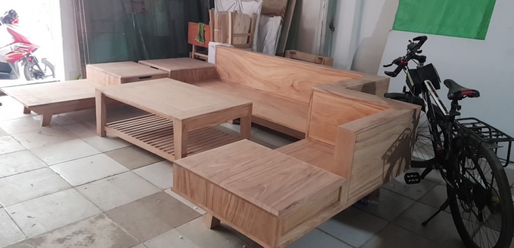 Bộ sofa góc hiện đại gỗ gõ SFG40