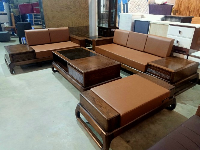Bộ sofa góc hiện đại gỗ sồi nga SFSN25