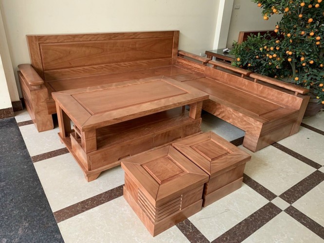 Bộ sofa góc trơn gỗ sồi nga SFSN15