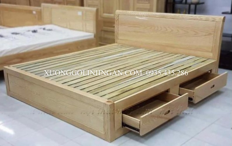 Giường 1m80 gỗ sồi nga GNSN04