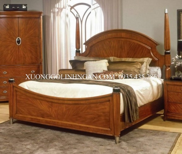 Giường ngủ 1m80 cổ điển gỗ gụ GNCĐ25