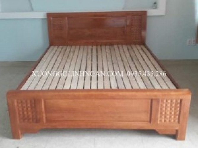 Giường ngủ 1m80 gỗ xoan đào lá GNXĐ24