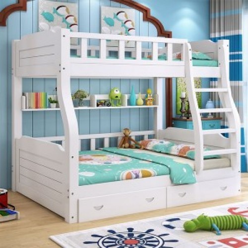 Giường trẻ em họa tiết trắng GTE14