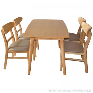 Bộ bàn ăn 4 ghế gỗ cao su BACS20