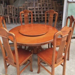 Bộ bàn ăn tròn 6 ghế gỗ hương BAH63