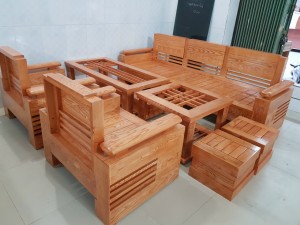 Bộ bàn ghế trứng đối gỗi sồi nga BGSN29