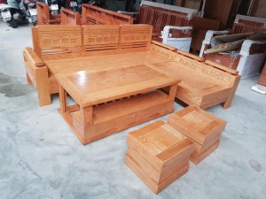 Bộ sofa góc kể sọc 3 nan gỗ sồi nga SFSN22