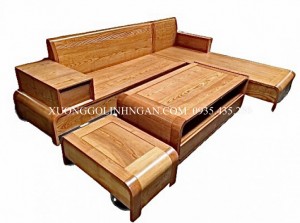 Bộ sofa góc lệch trái chân cong gỗ gõ SFG06