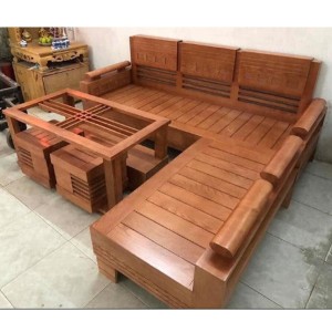 Bộ sofa góc mặt nan gỗ sồi nga SFSN62