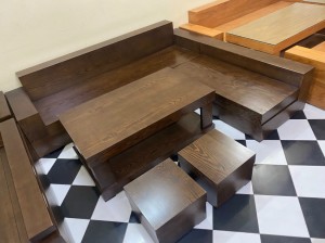 Bộ sofa góc tay vuông gỗ sồi nga SFSN33