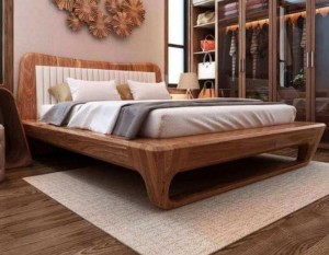 Giường chân cong 1m80 gỗ hương xám GNHX57