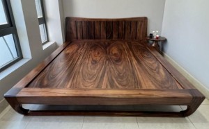 Giường chân cong 1m80 gỗ hương xám GNHX50