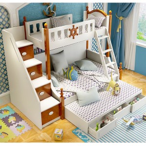 Giường trẻ em họa tiết trắng GTE13